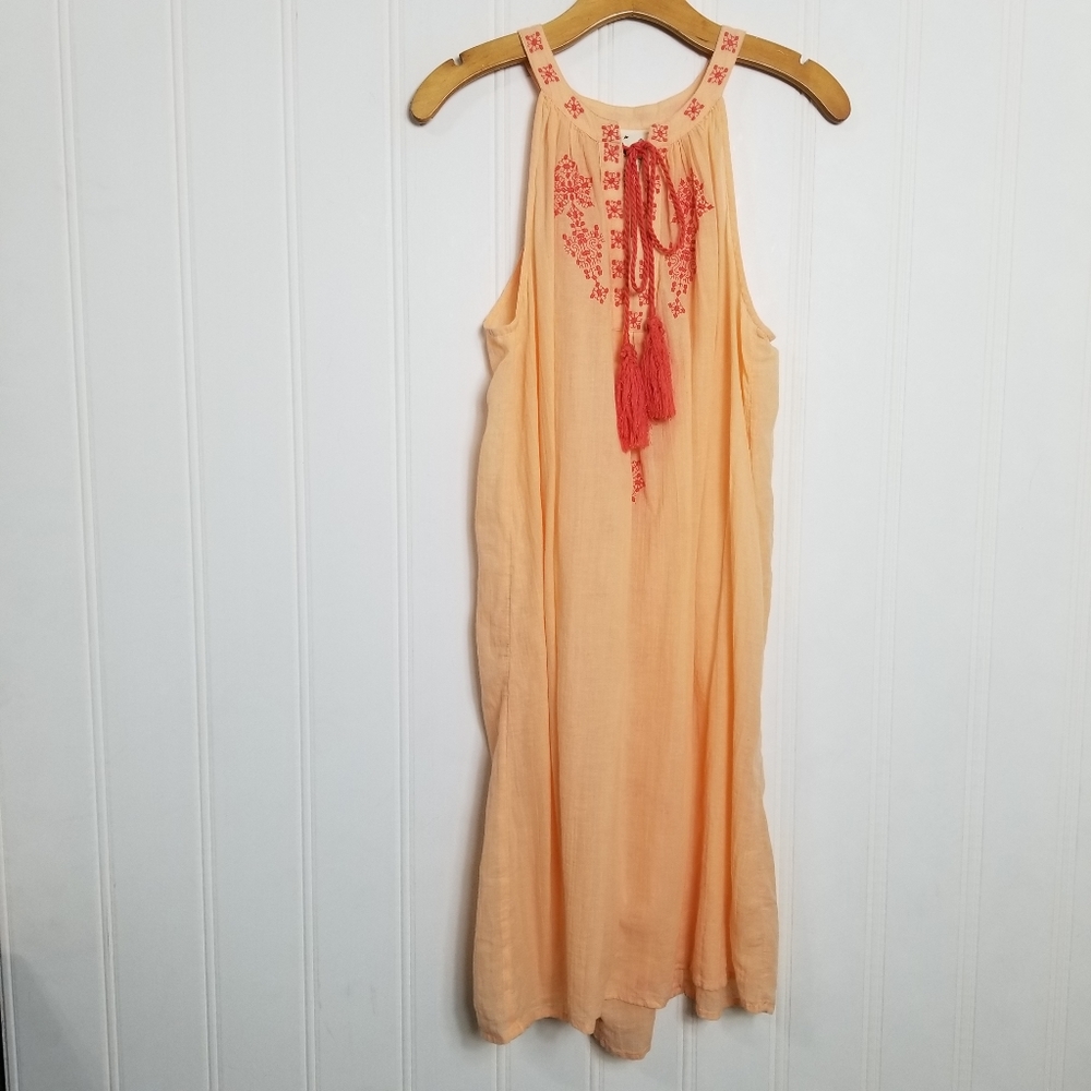 Anthro Mermaid Desert Rose Peach Embroidered Beach Tunic Cover Up NWT Size M - Picture 2 of 16